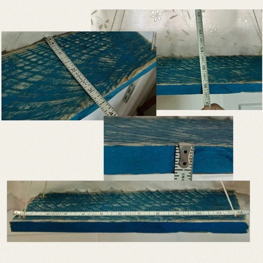 Rustic Distressed Nautical Blue Reclaimed Wood Hanging Wall Shelf